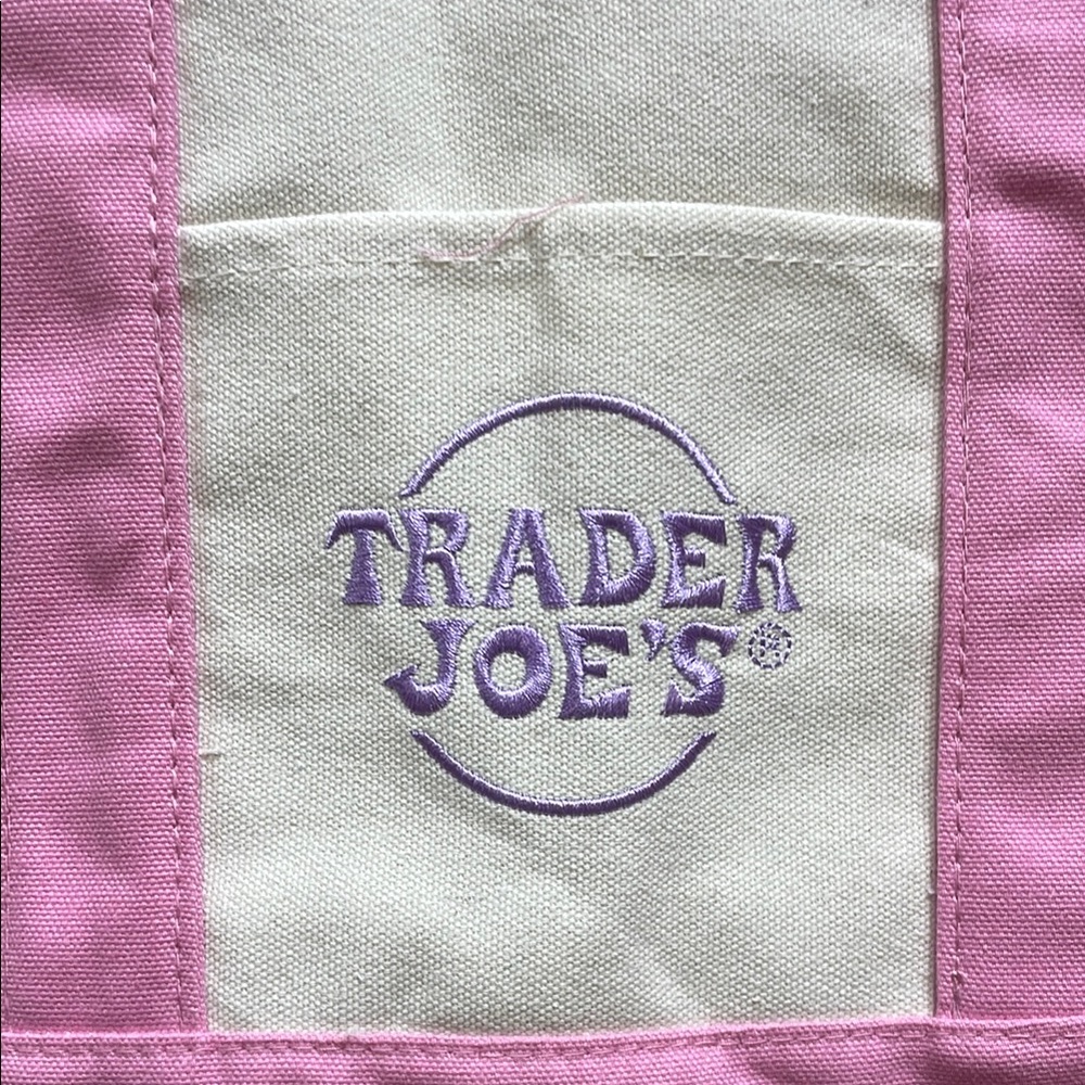 NWT Trader Joe's Viral Pink Mini Canvas Tote Bag - Limited Edition - Picture 2 of 2